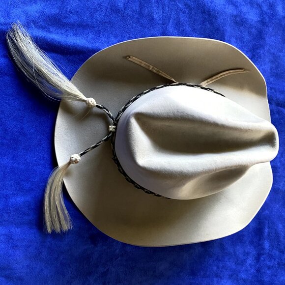 Vintage Western Cowboy Hat Felt Wide Brim Braided Band with Tassels main image 4